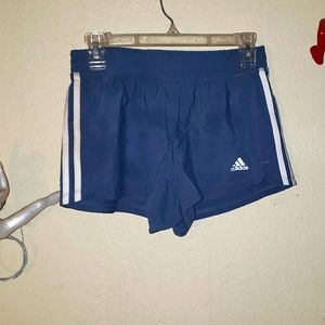Adidas climate sport shorts grey blue with triple white stripes. Size small
